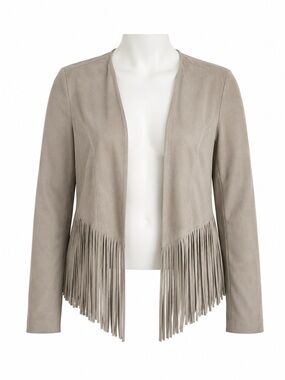 Size 0X Torrid Women’s Taupe Faux Suede Waterfall Fringe Cardigan Jacket